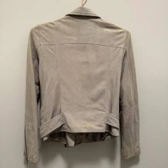 Allsaints Womens Suede Balfern Biker Jacket 2 Warm Taupe Quiet Luxury Western - Picture 11 of 11